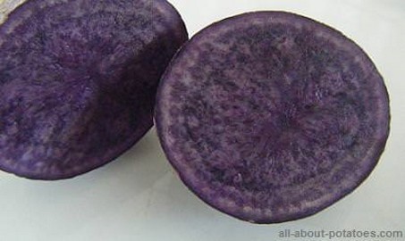 purple potatoes in halves