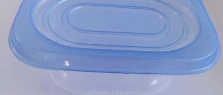 container with blue lid, for freezer and microwave use