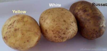 Yellow, white and Russet potatoes